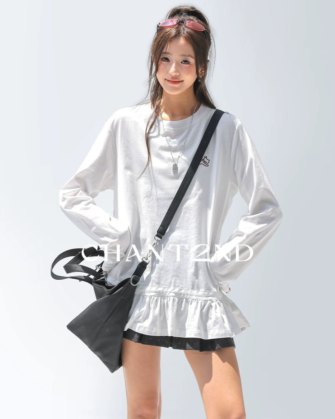 Dog Embroidery Ruffle Tee