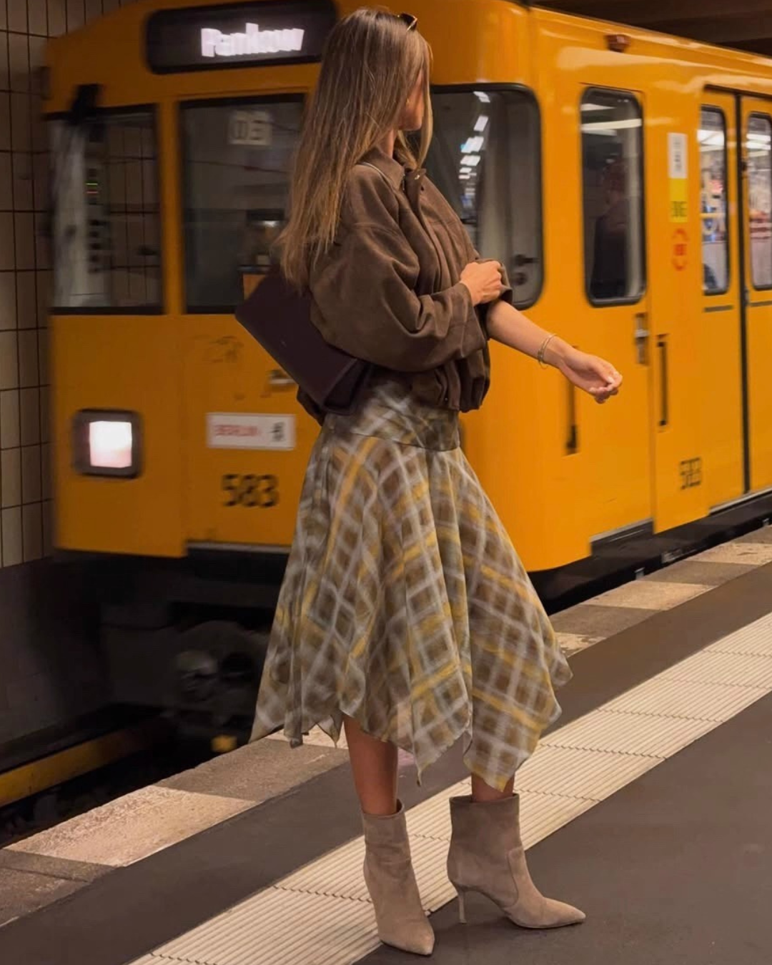 Drift Check Midi Skirt