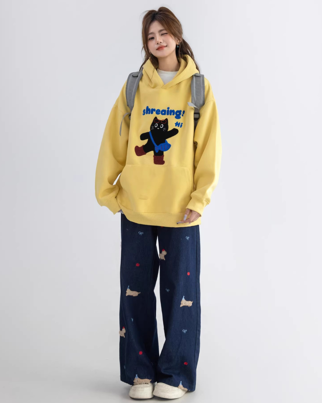 Shreing Cat Graphic Hoodie