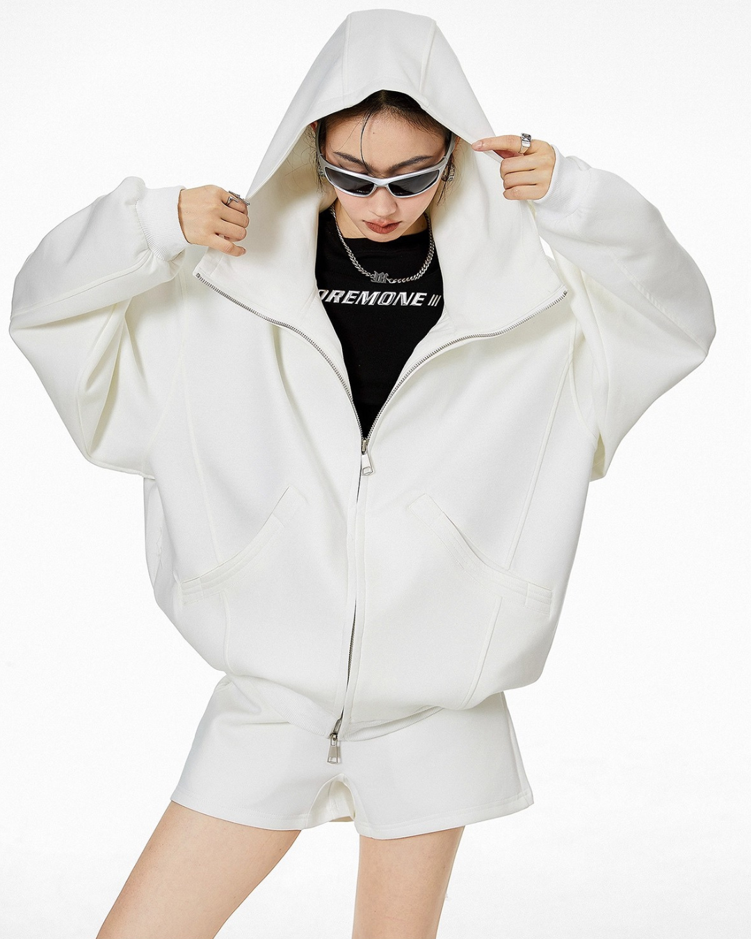 High Neck Essential Zip Hoodie