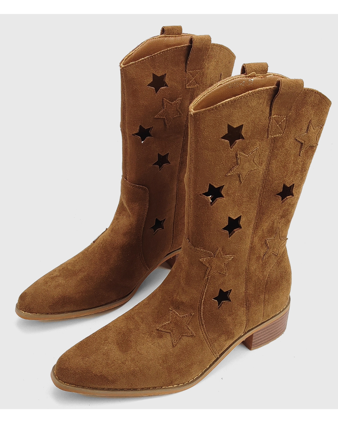 Star Cut Suede Western Boots[Brown]