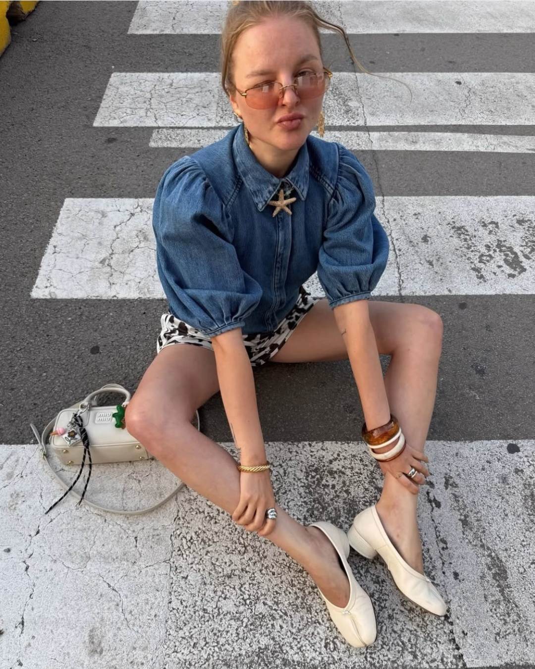 Puff Sleeve Denim Blouse