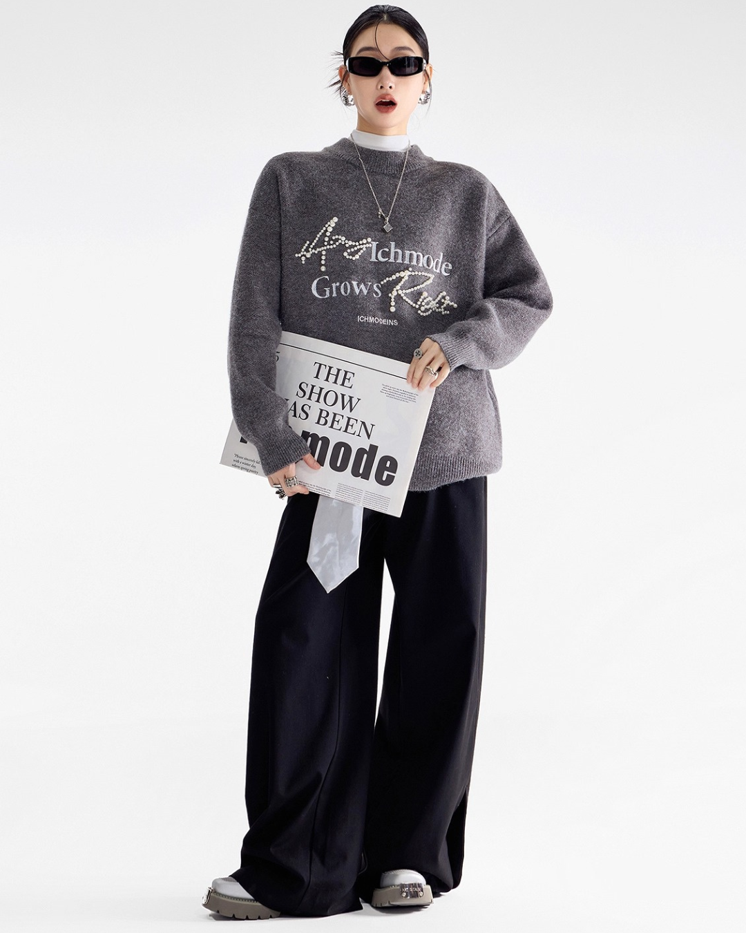 Pearl Letter Knit Sweater