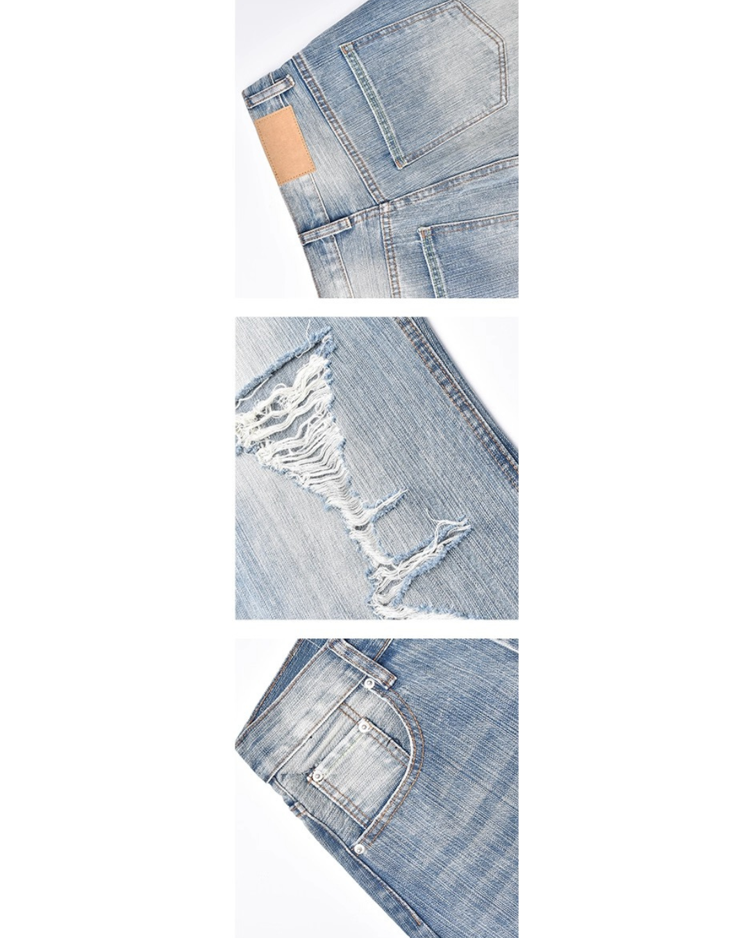 Heavy Distressed Wide Denim Pants