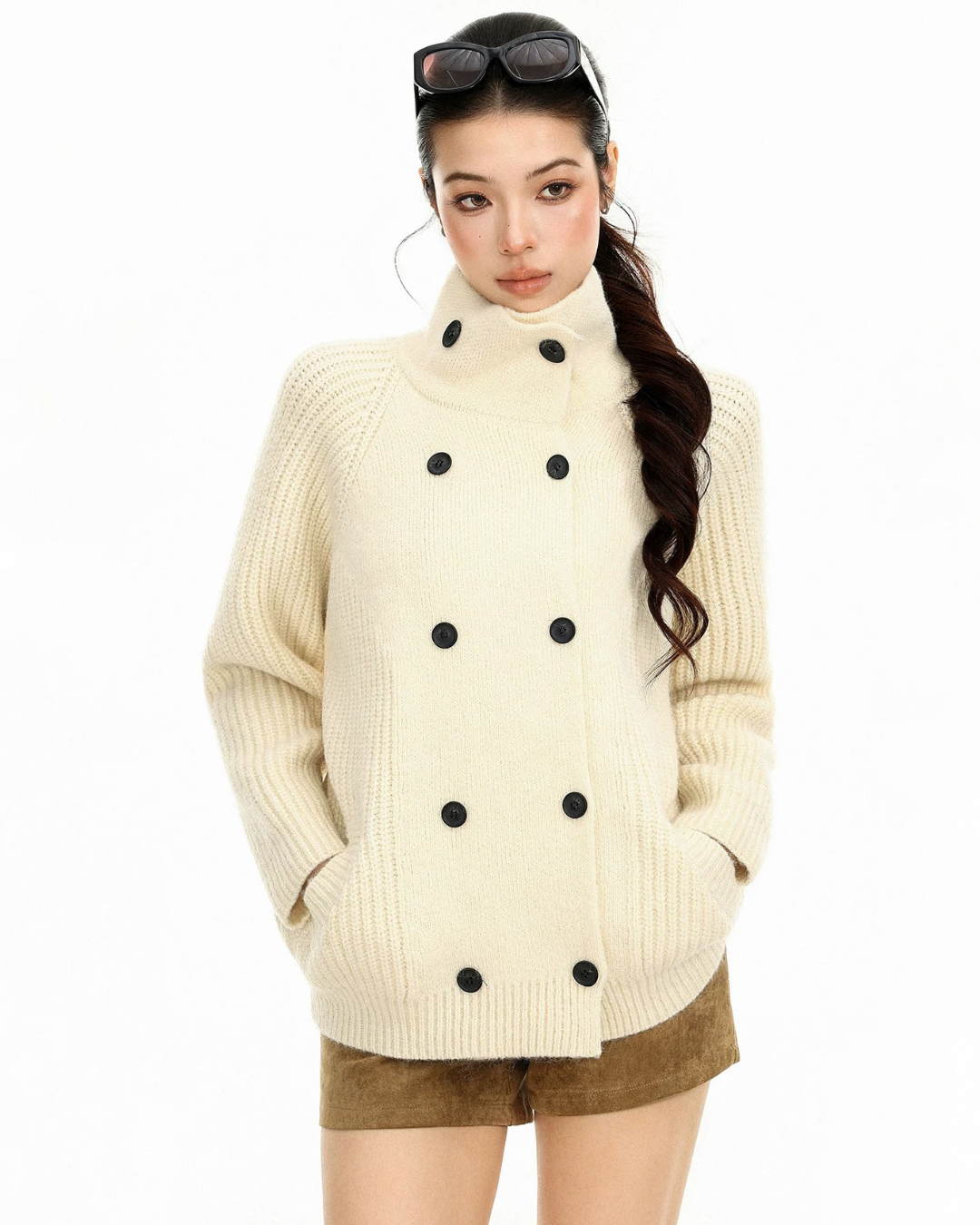 Double Breasted Knit Coat