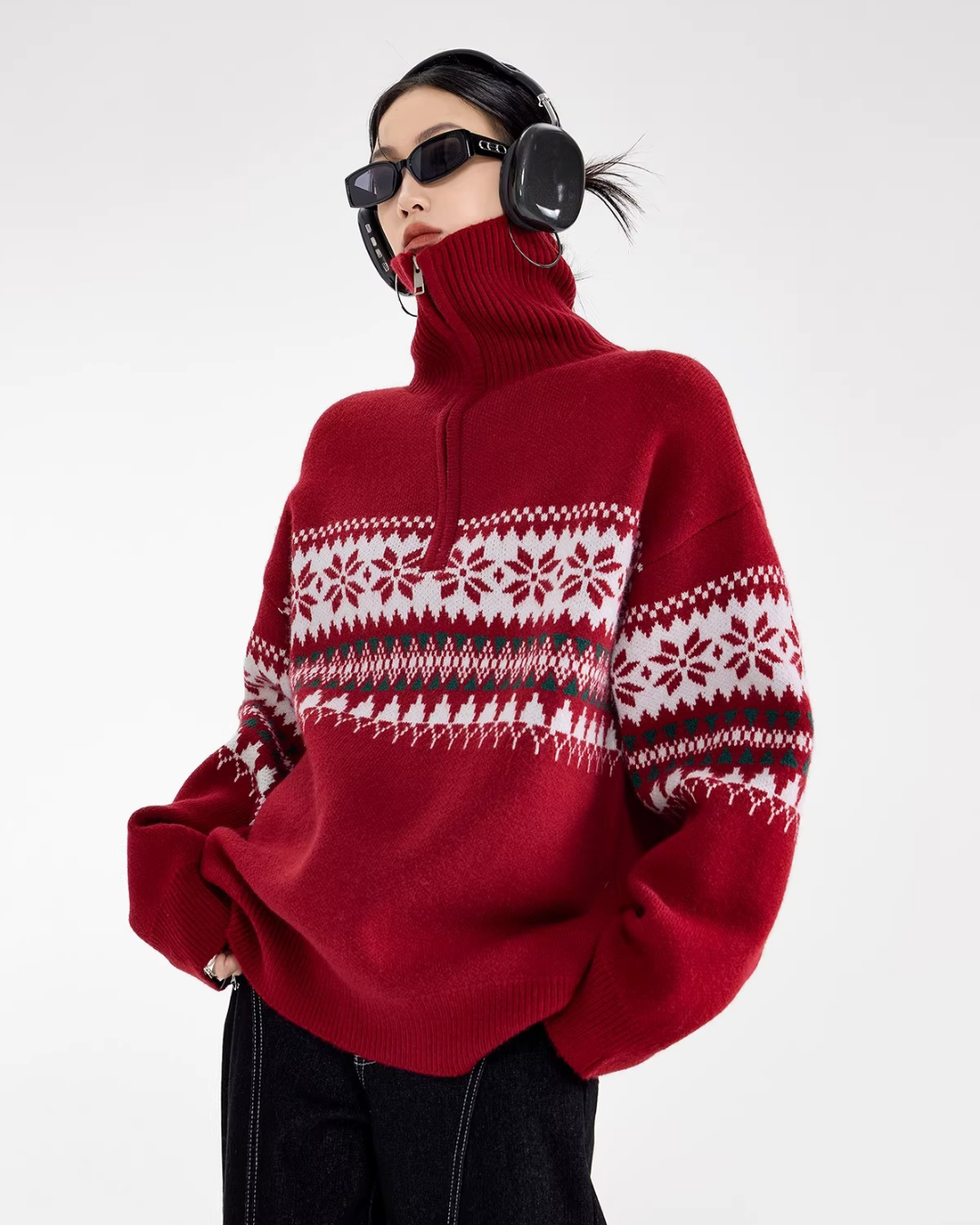 Nordic Snowflake Half-Zip Sweater