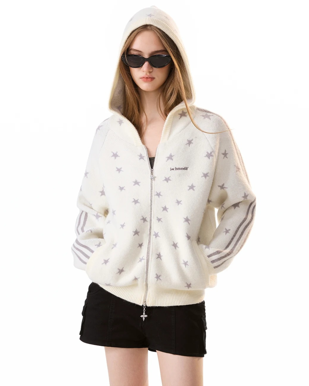 Star Jacquard Zip-Up Hoodie