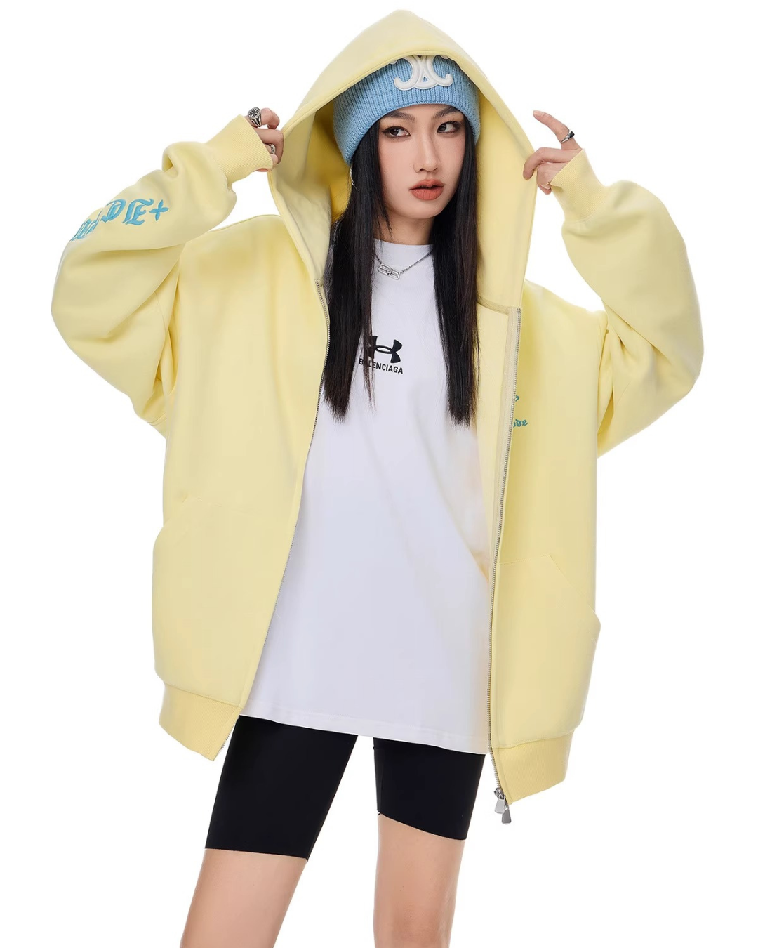 Bold Lettering Zip Hoodie