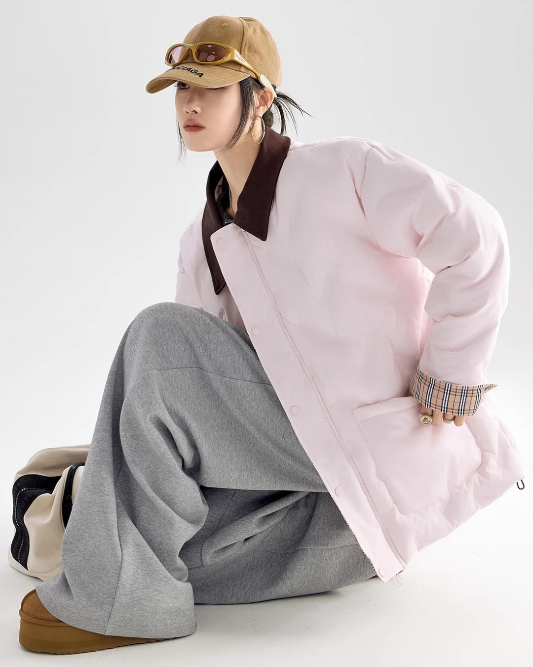 Contrast Collar Padded Jacket