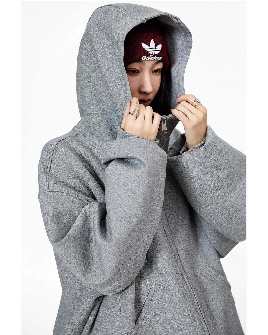 High Neck Essential Zip Hoodie