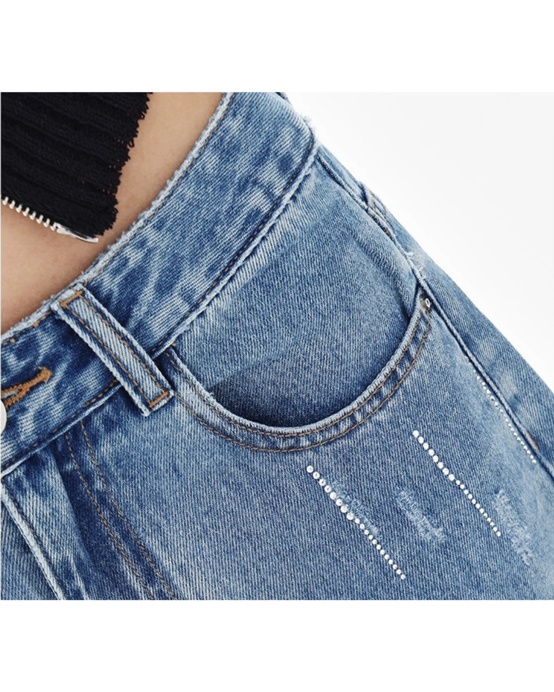 Distressed Fade Wide Jeans