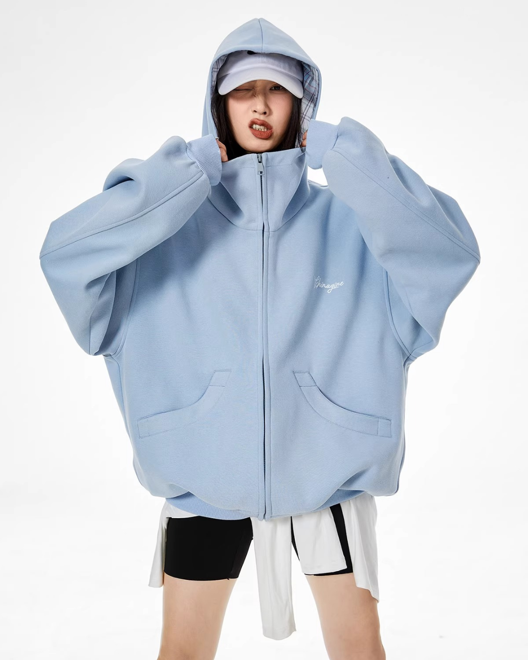 Check Inner Oversized Hoodie