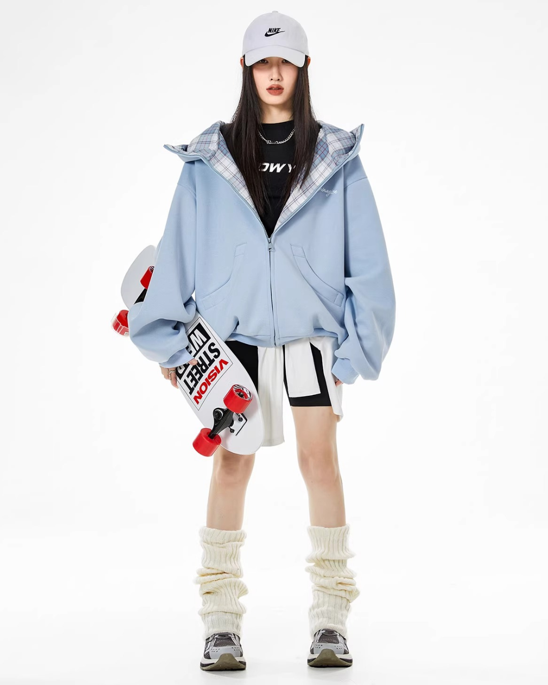 Check Inner Oversized Hoodie