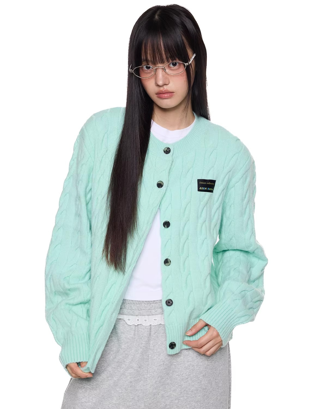 Braided Texture Oversized Knit Cardigan