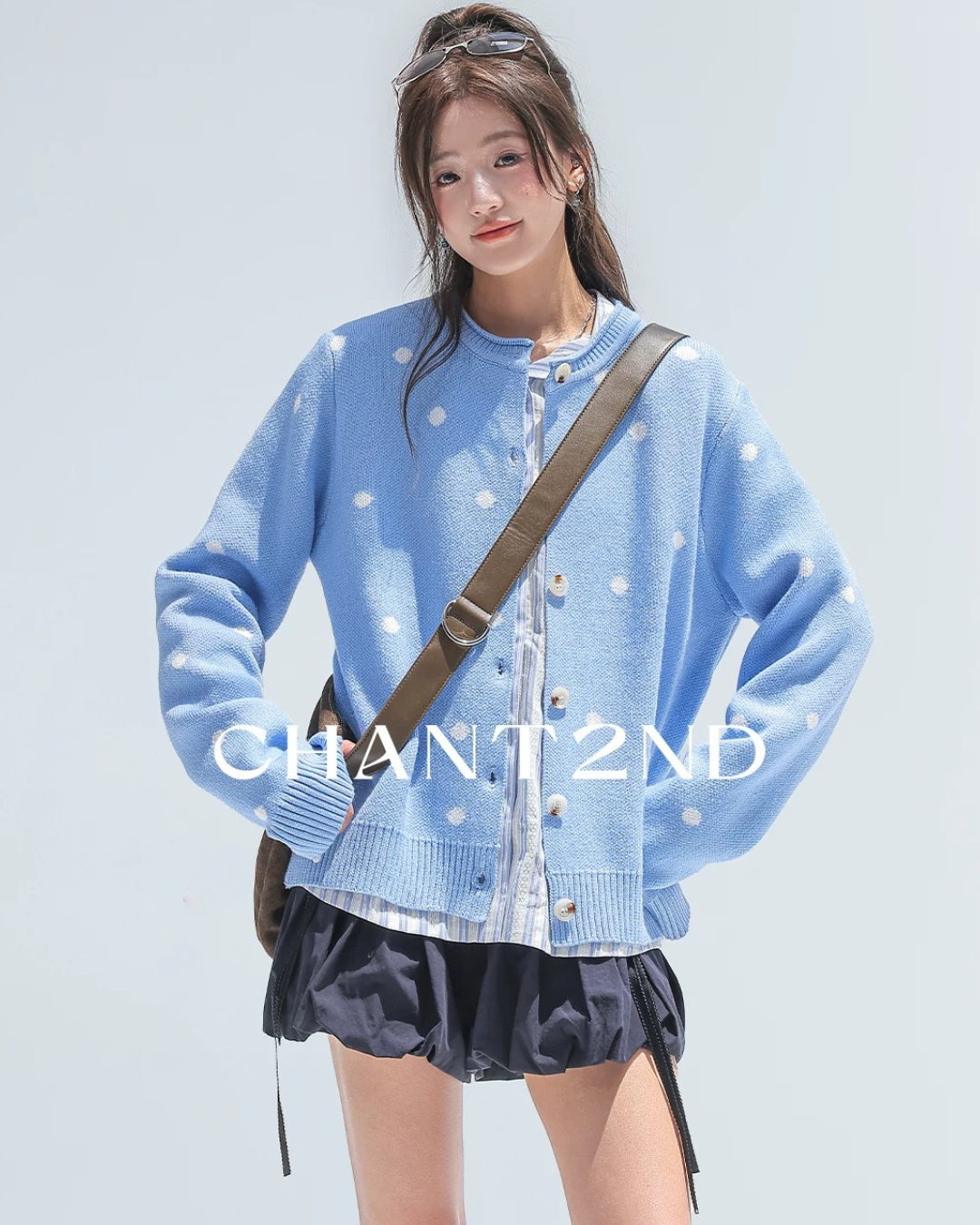 Powder Dot Crew Neck Cardigan