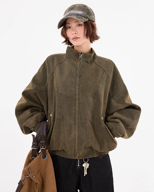 Pigment Dyed Stand Collar Zip Jacket