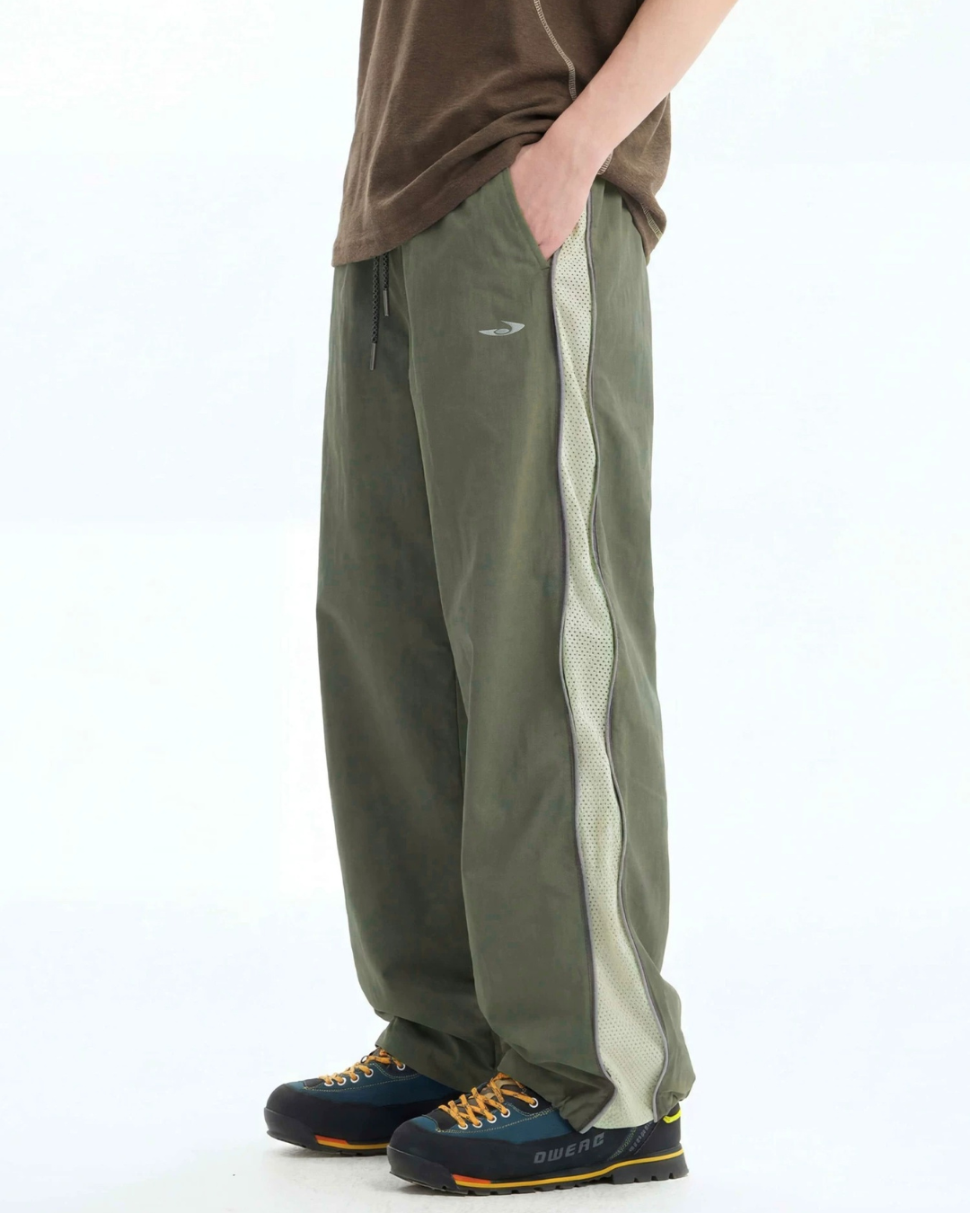 Mesh Panel Side Insert Wide Nylon Pants