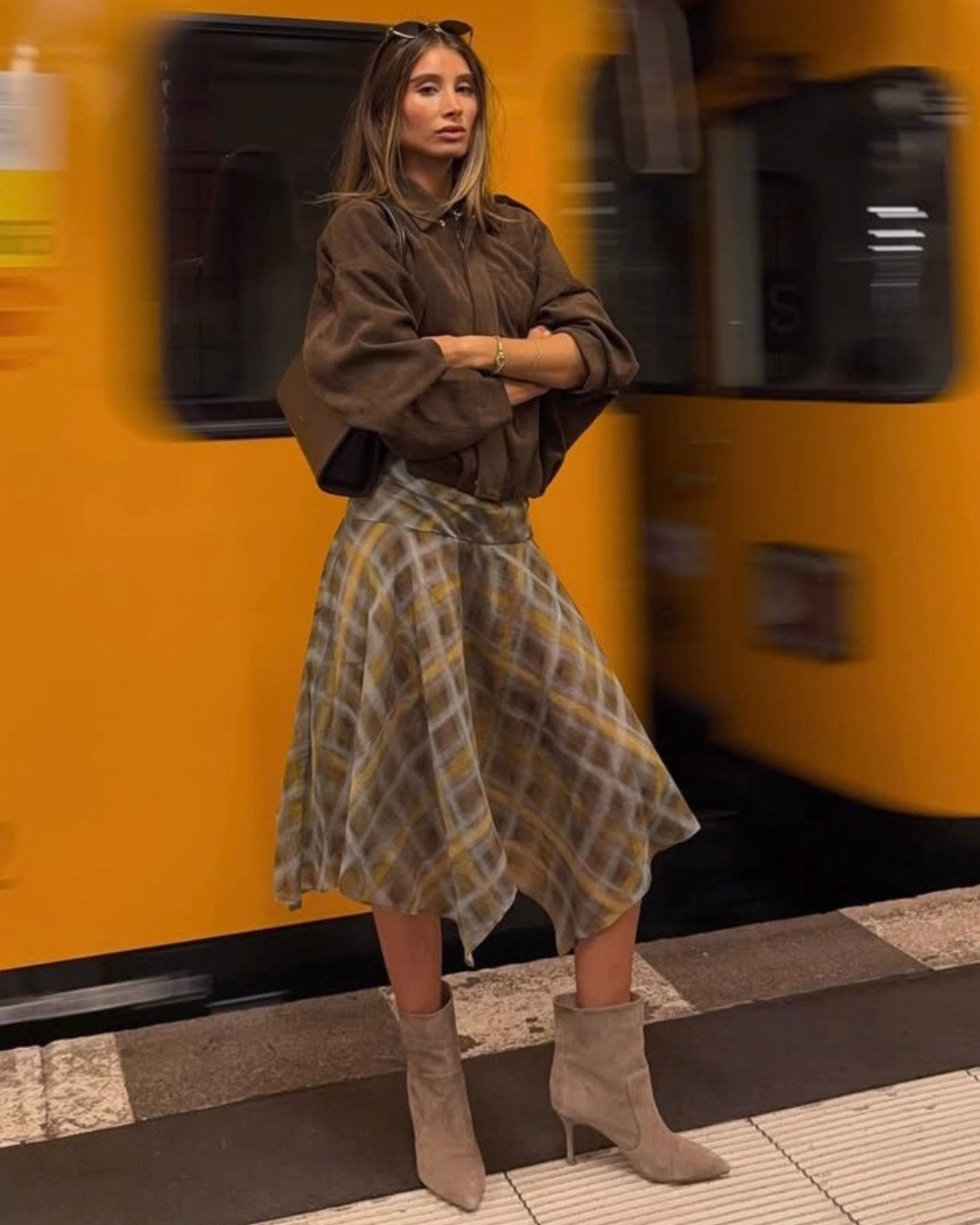 Drift Check Midi Skirt