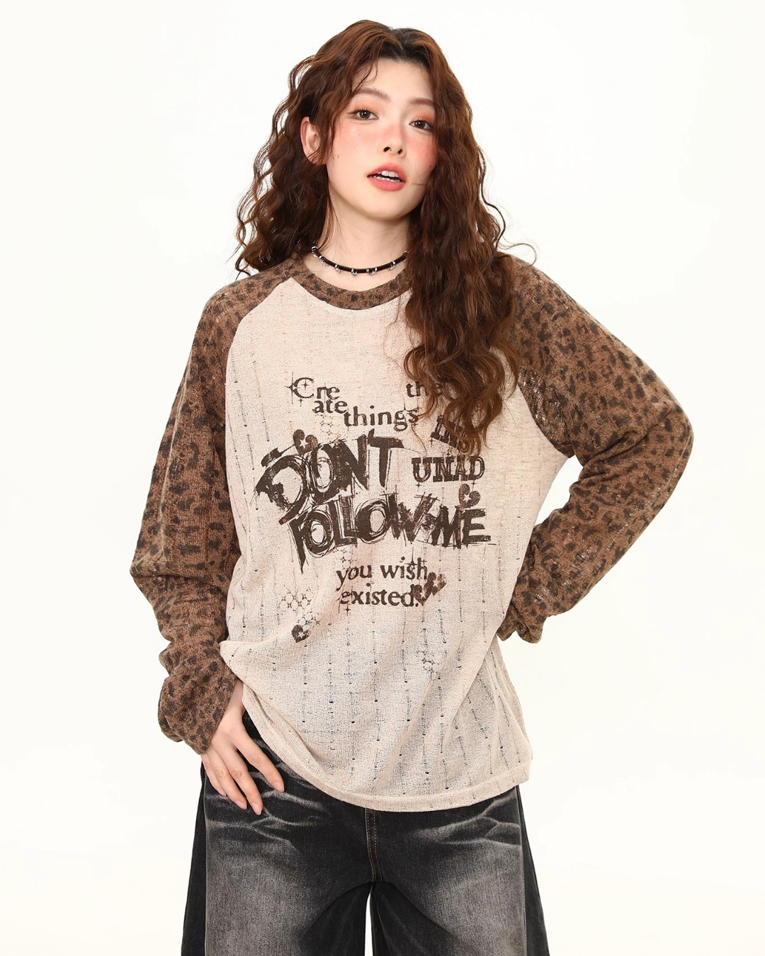 Leopard Grunge Raglan