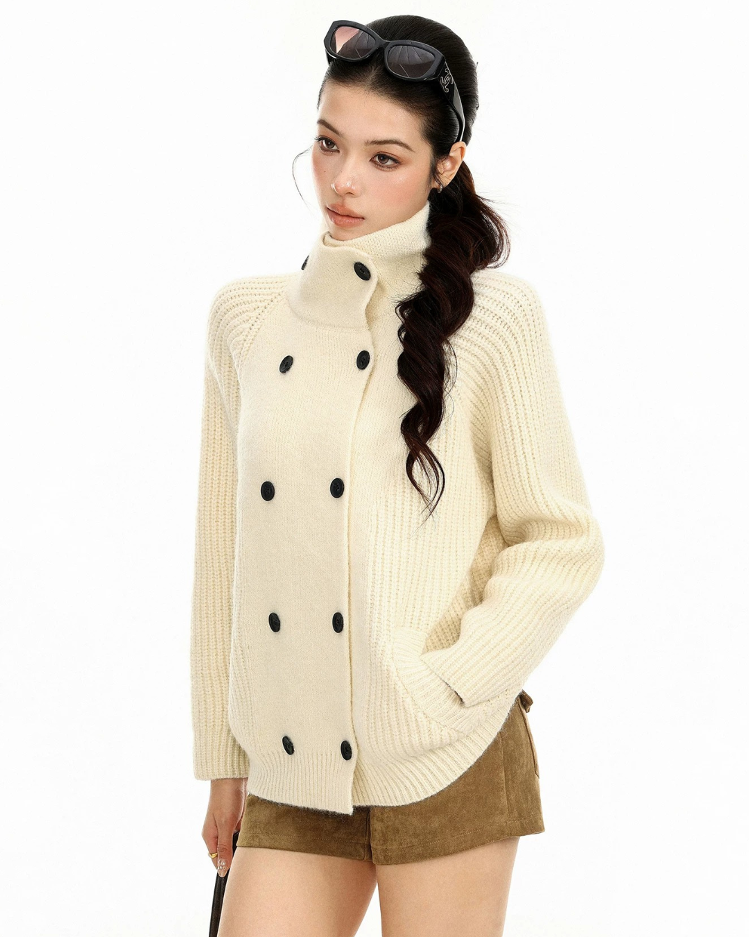 Double Breasted Knit Coat