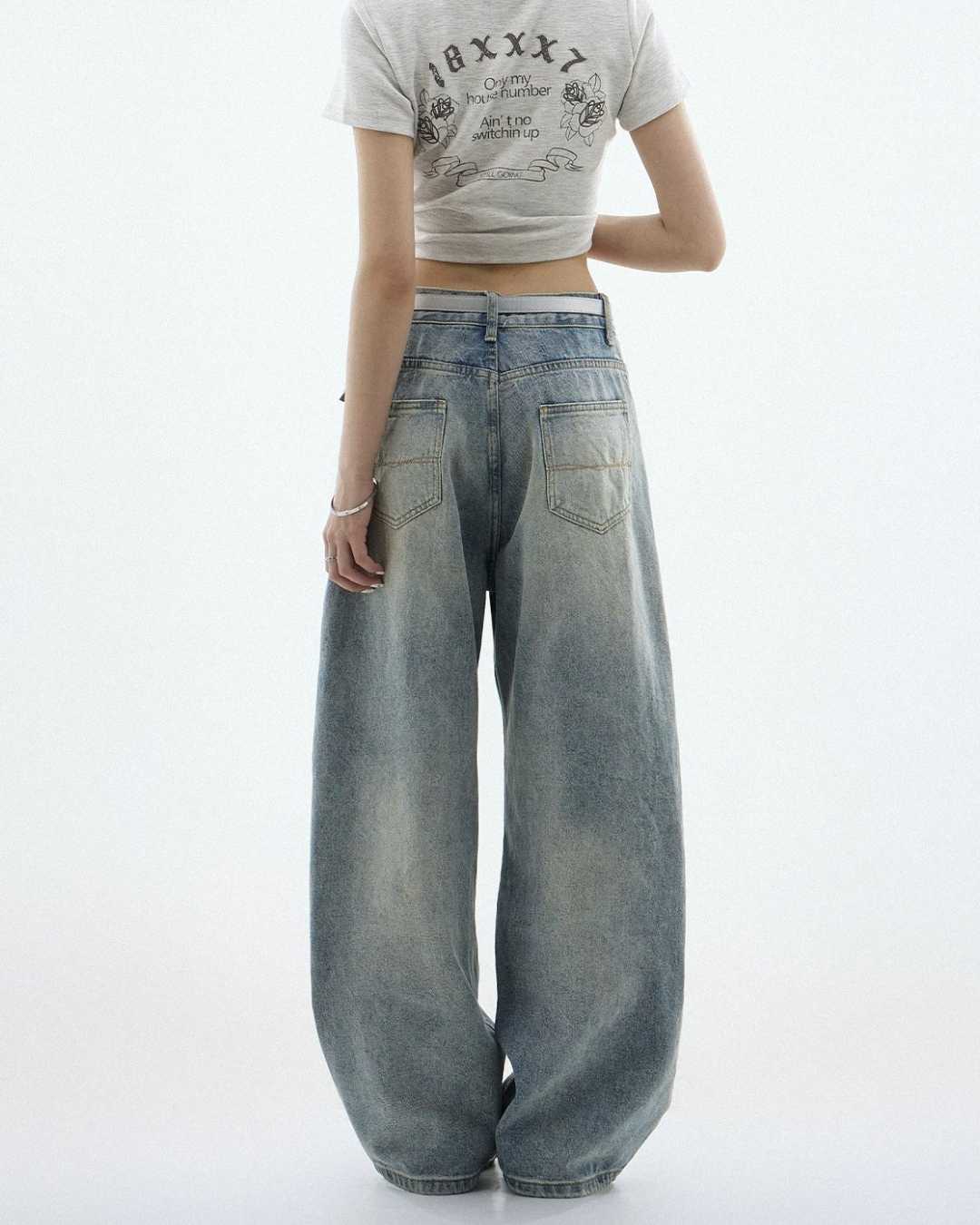 Washed Tone Maxi Wide Jeans
