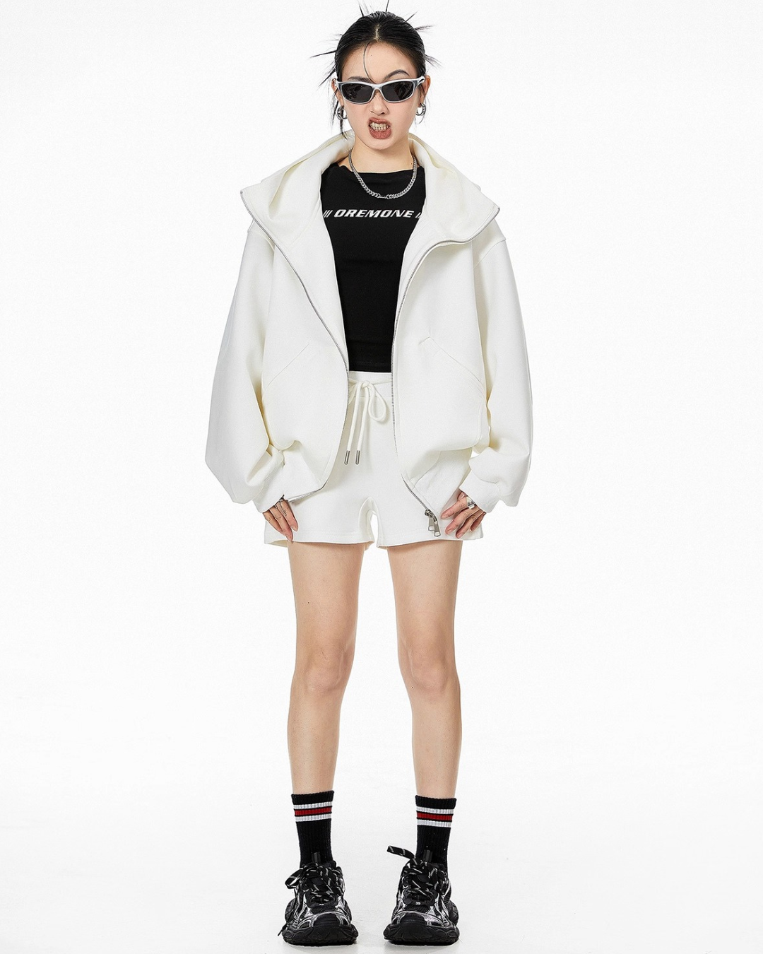 High Neck Essential Zip Hoodie