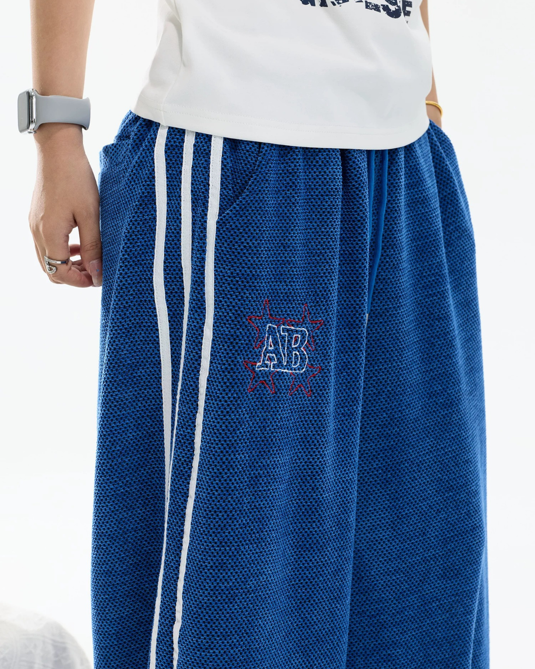 Textured Knit Baggy Wide Pants
