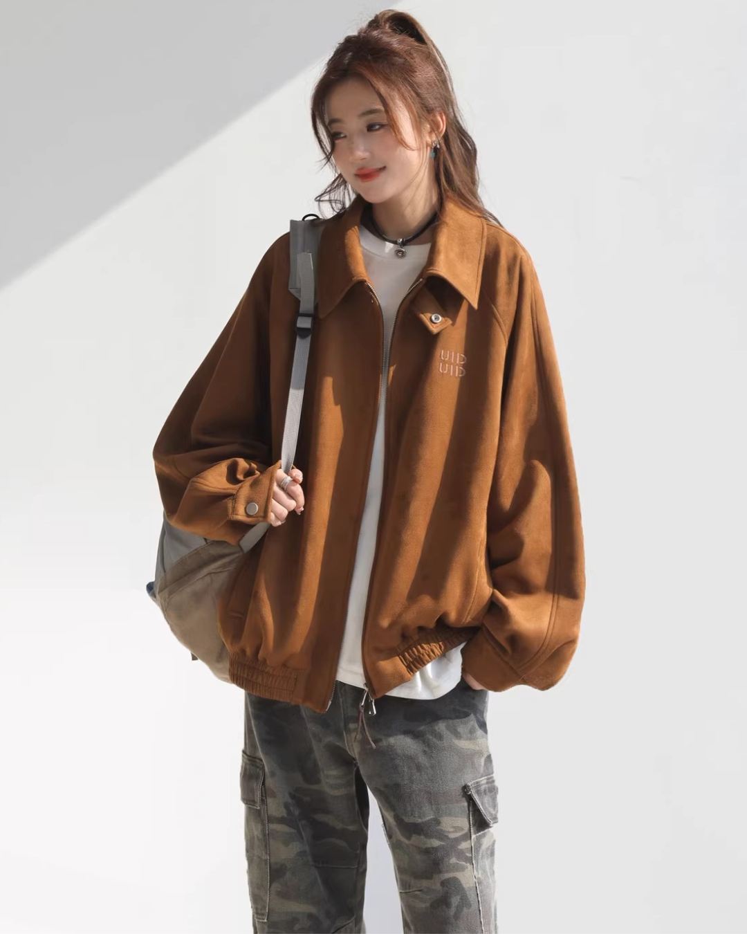 Vintage Suede Touch Bomber Jacket