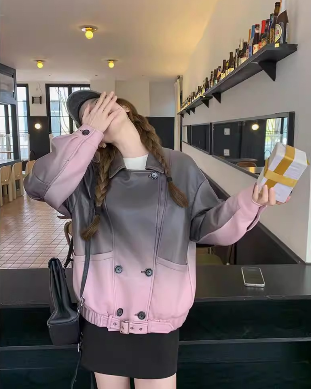 Gradient Vegan Leather Light Jacket