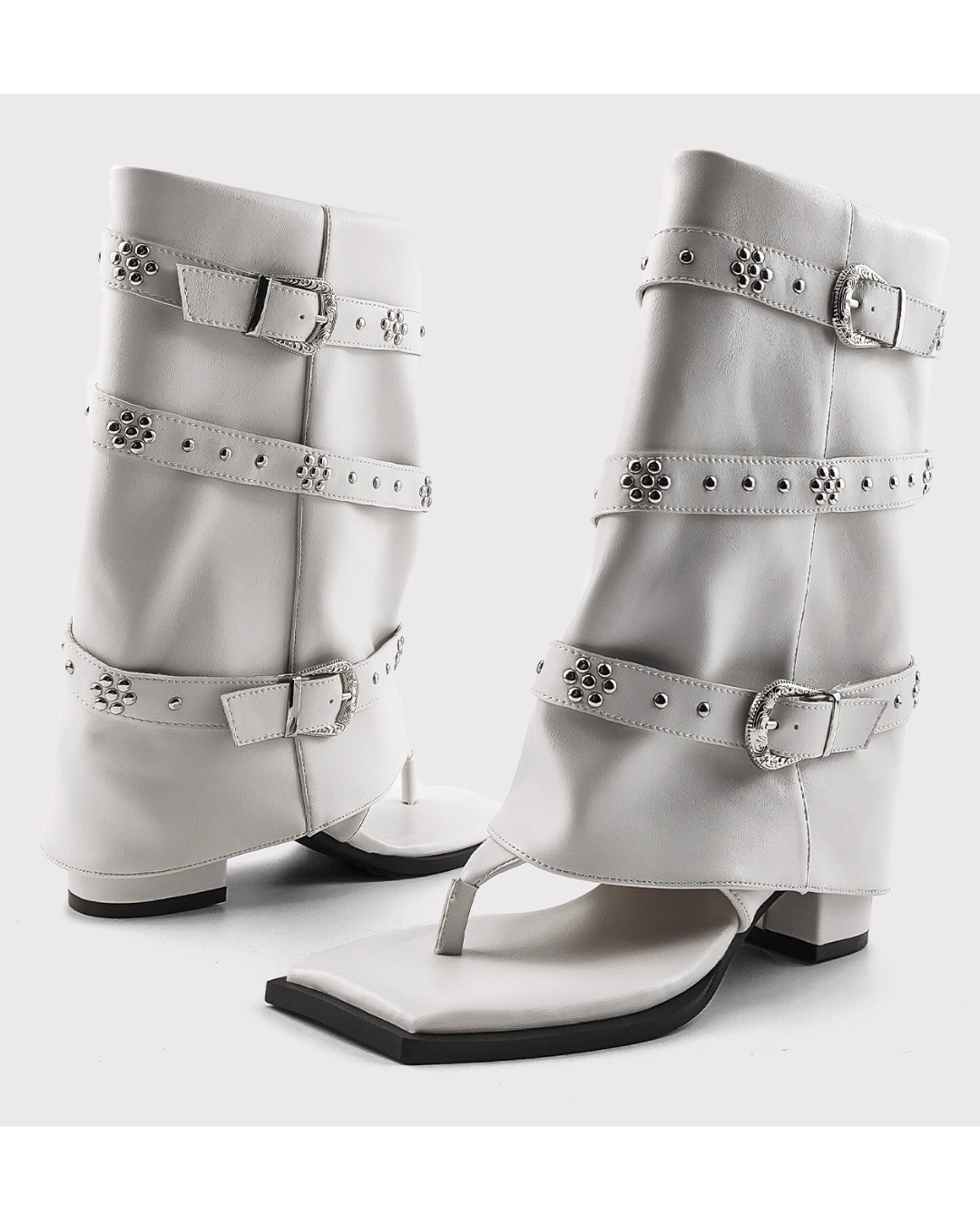 Thong Faux Leather Boots