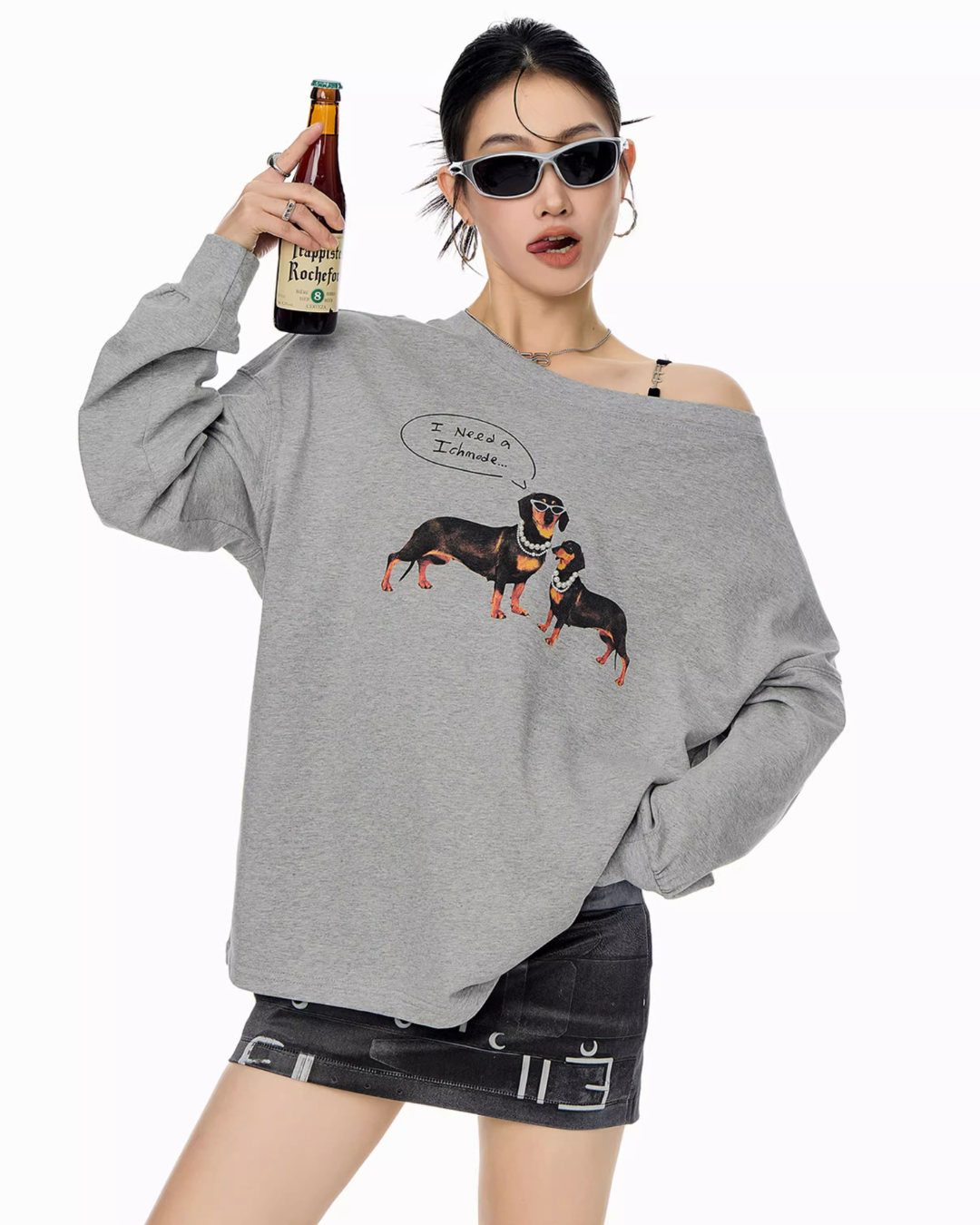 Dachshund Print Long Sleeve Tee