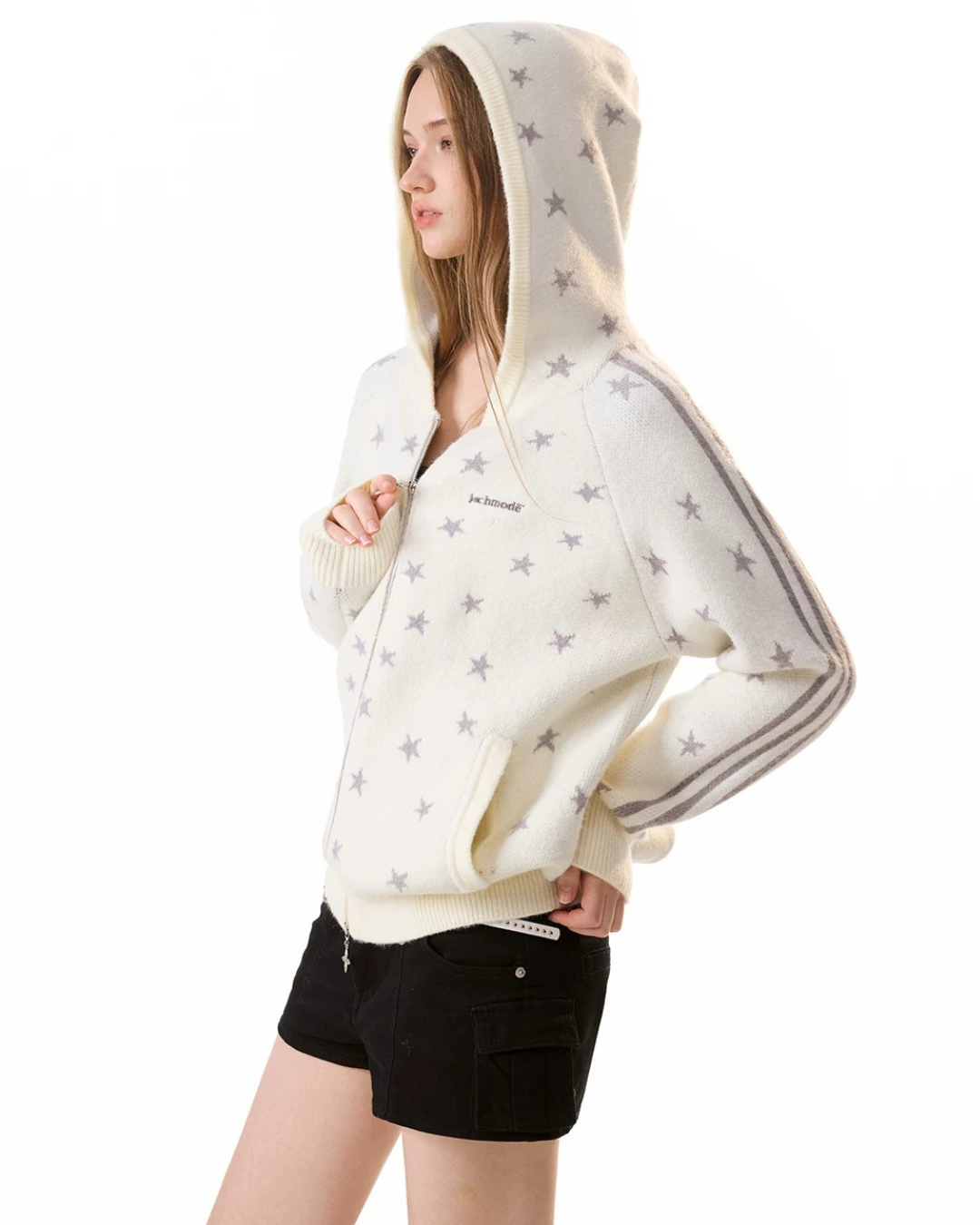 Star Jacquard Zip-Up Hoodie