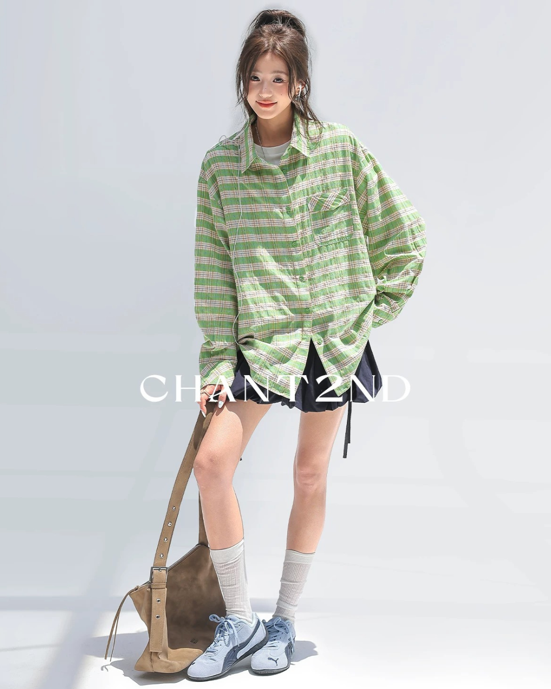 Green Plaid Oversized Pocket Shirt