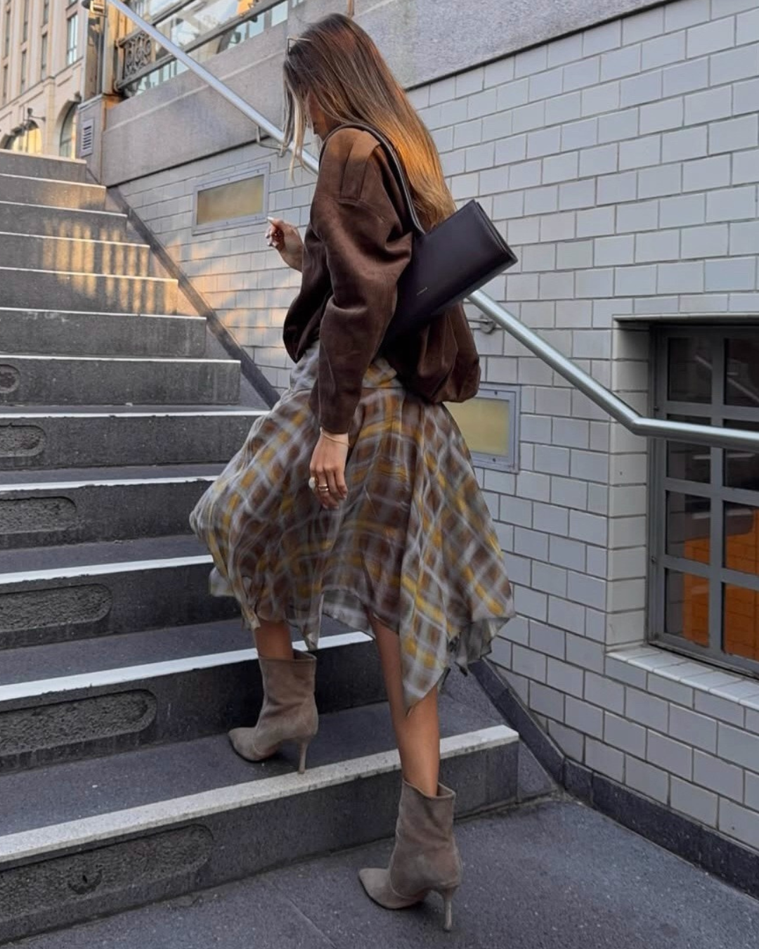 Drift Check Midi Skirt