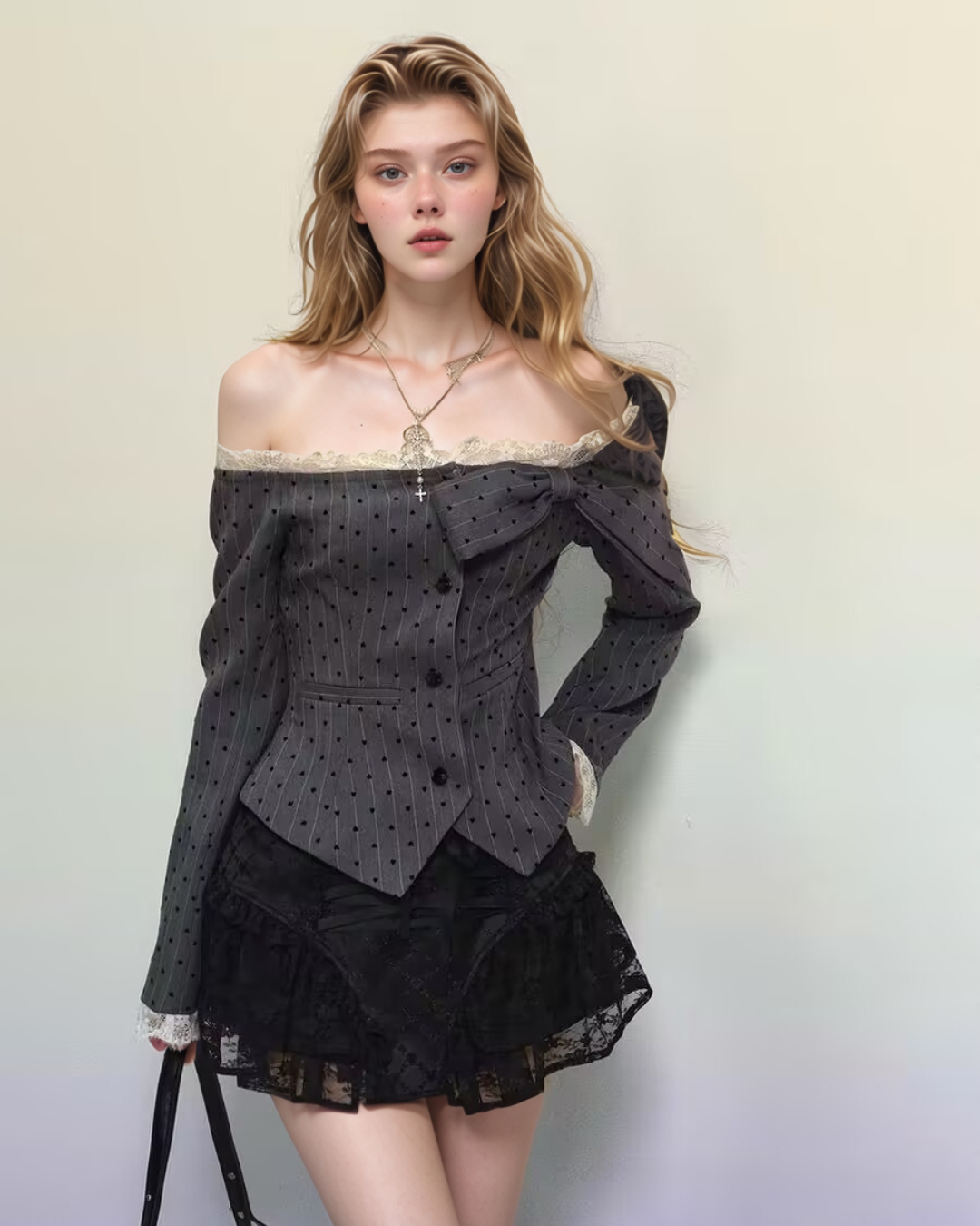 Off-shoulder Lace Jacket Top