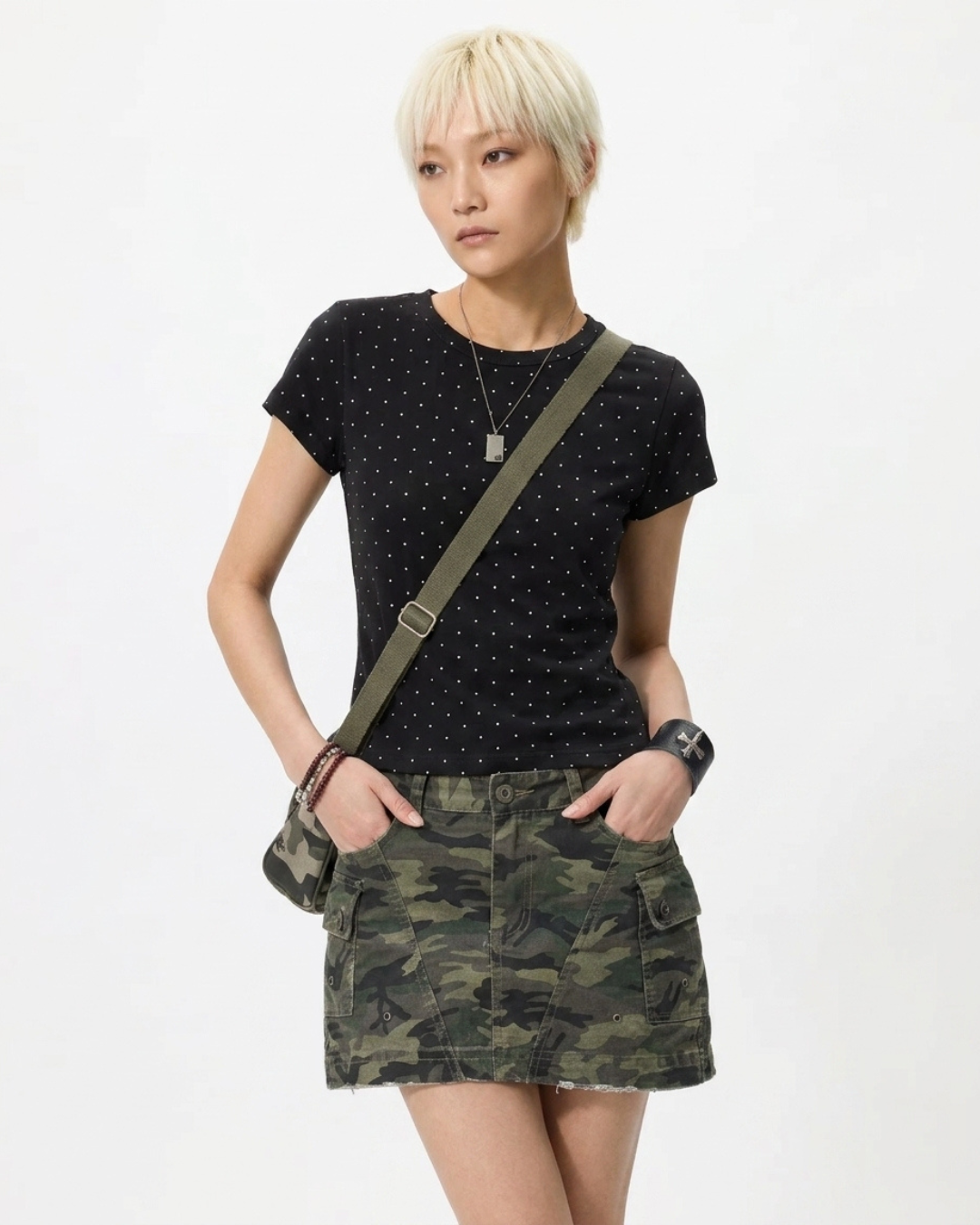 Polka Dot Fitted Short Sleeve Tee