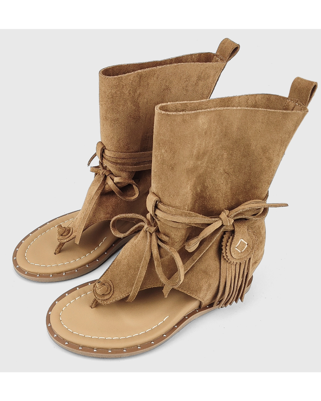 Thong Fringe Suede Boots