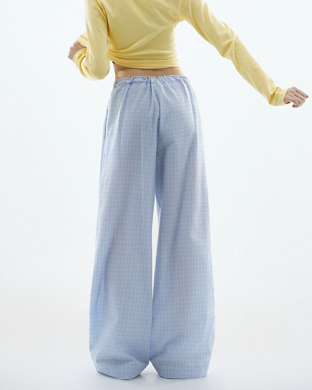 Sheer Textured Balloon Wide Trousers