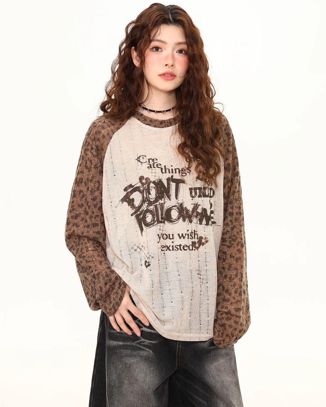Leopard Grunge Raglan