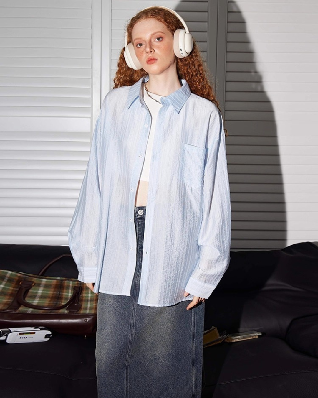 Sheer Stripe Oversized Shirt