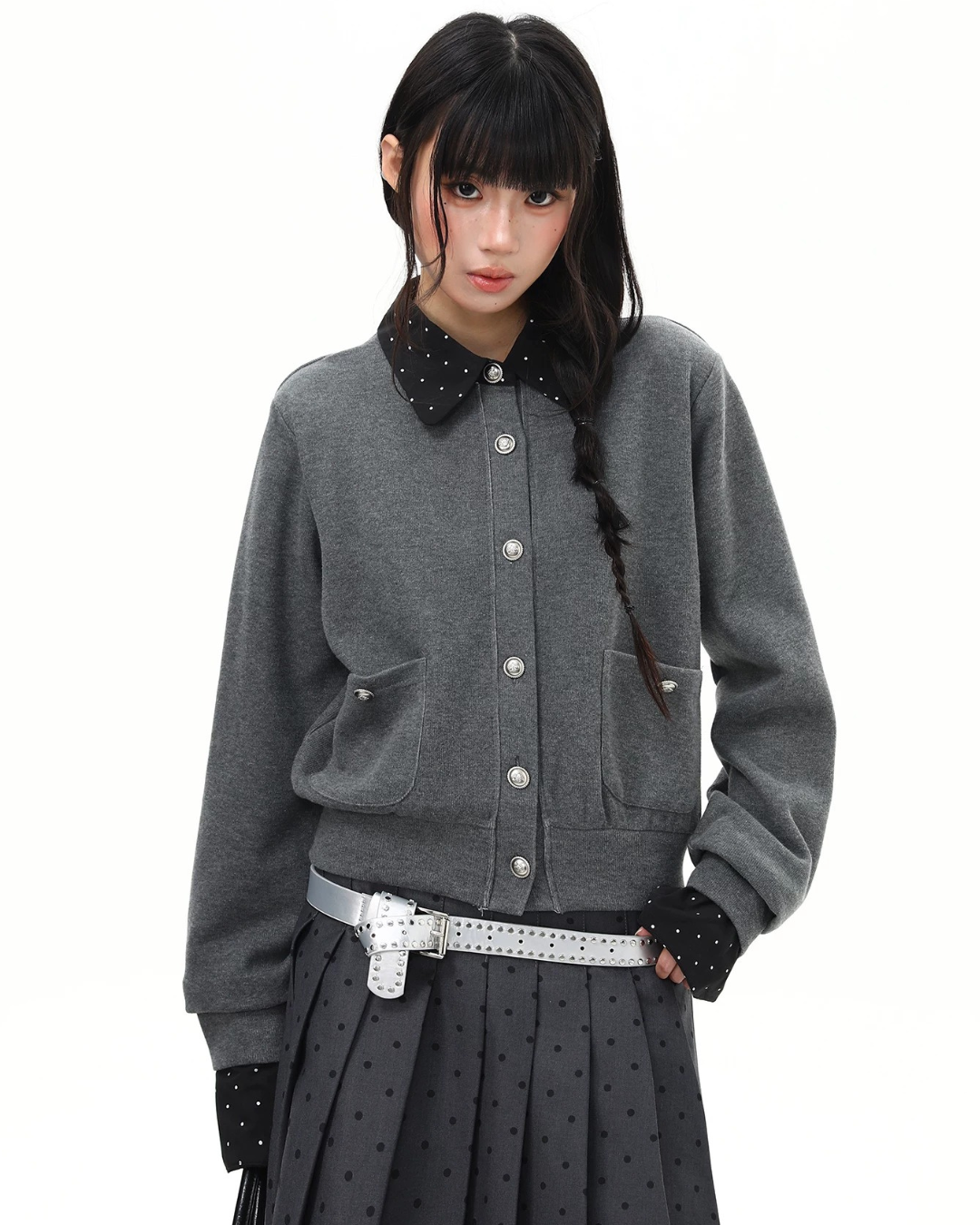 Studded Collar Cardigan
