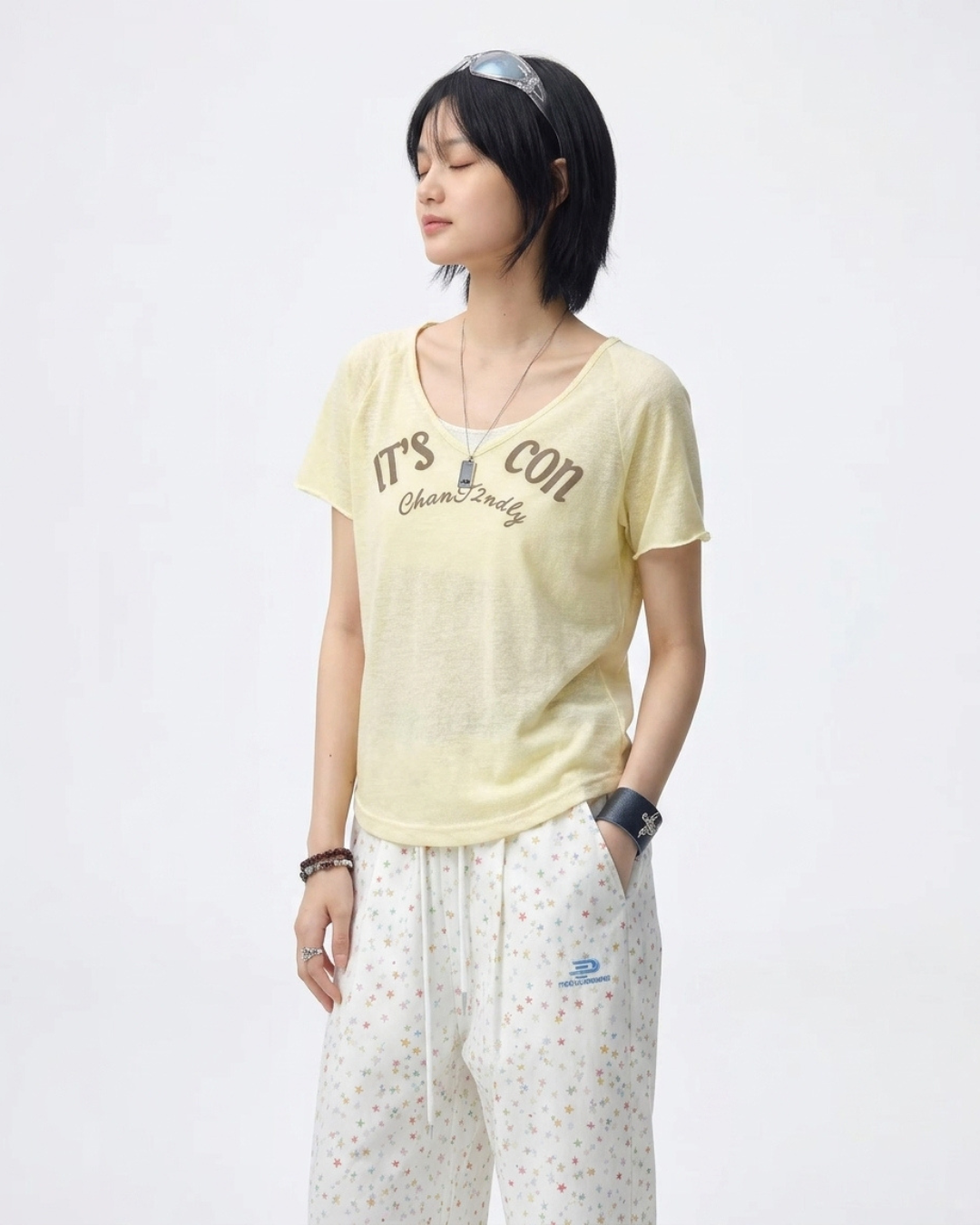 Icon Letter Boxy Sheer Top