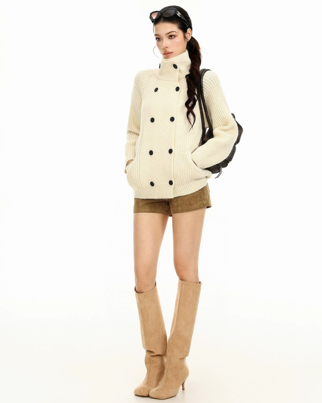Double Breasted Knit Coat