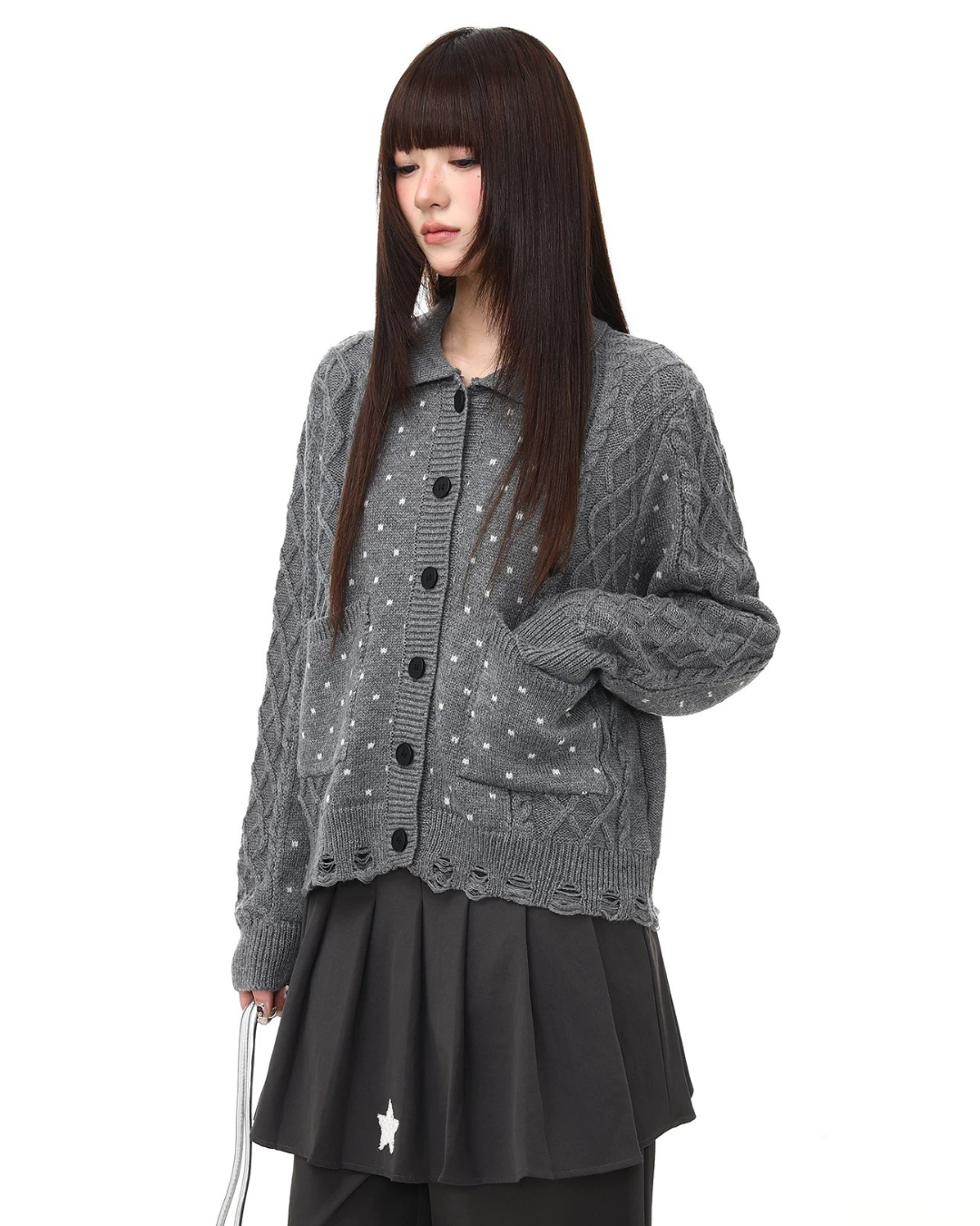 Frayed Cable Cardigan