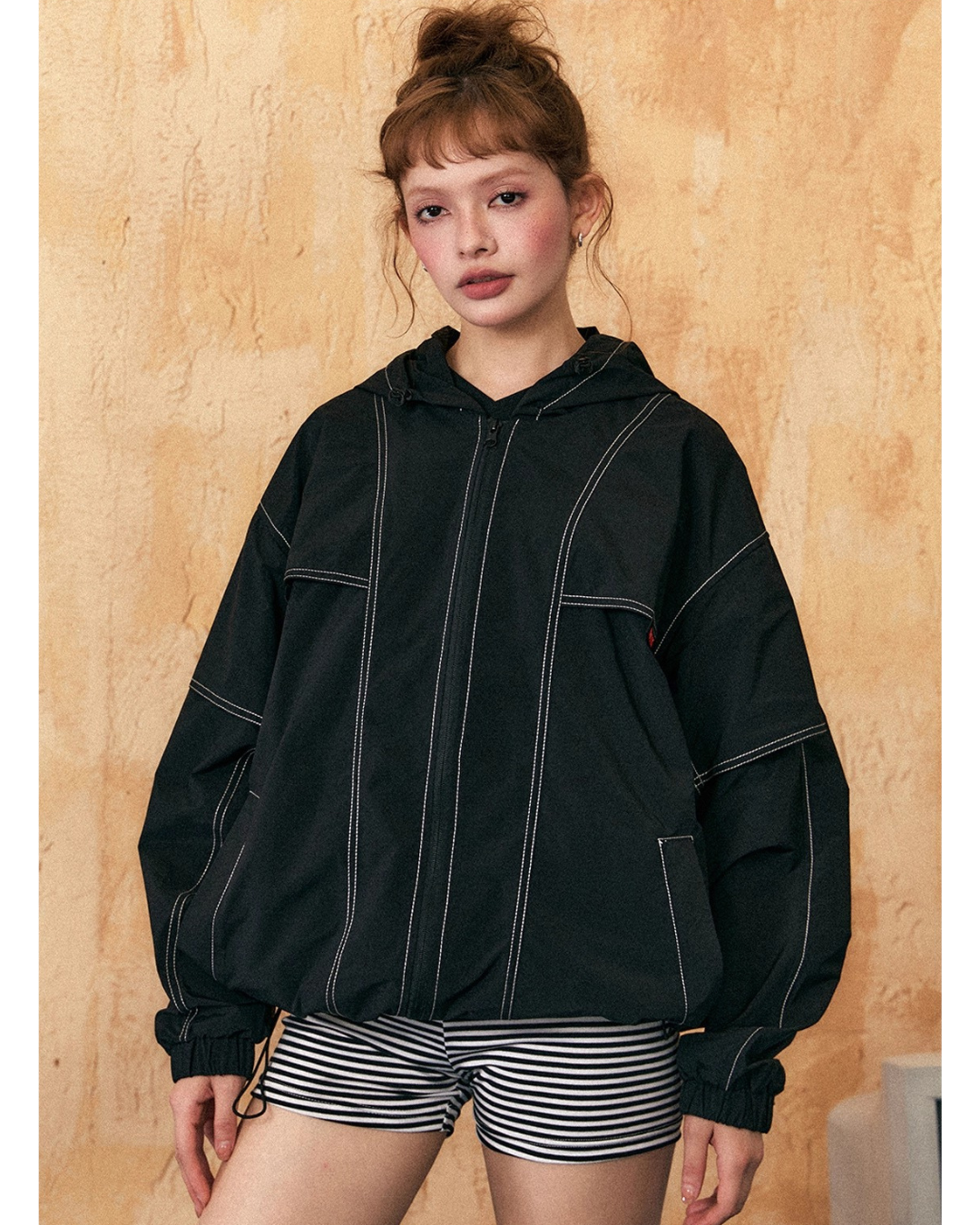Contrast Stitch Nylon Anorak