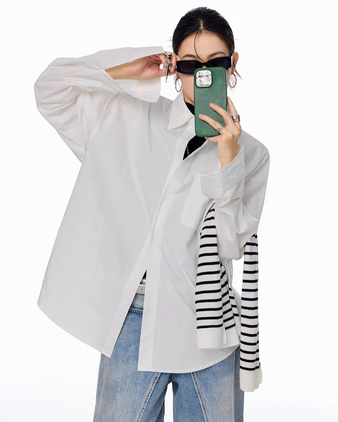 Scarf Set Oversized Shirt