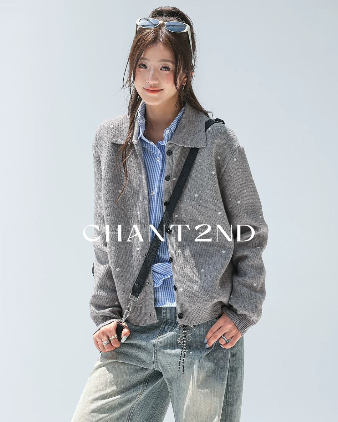 Heather Grey Dot Knit Shirt Jacket