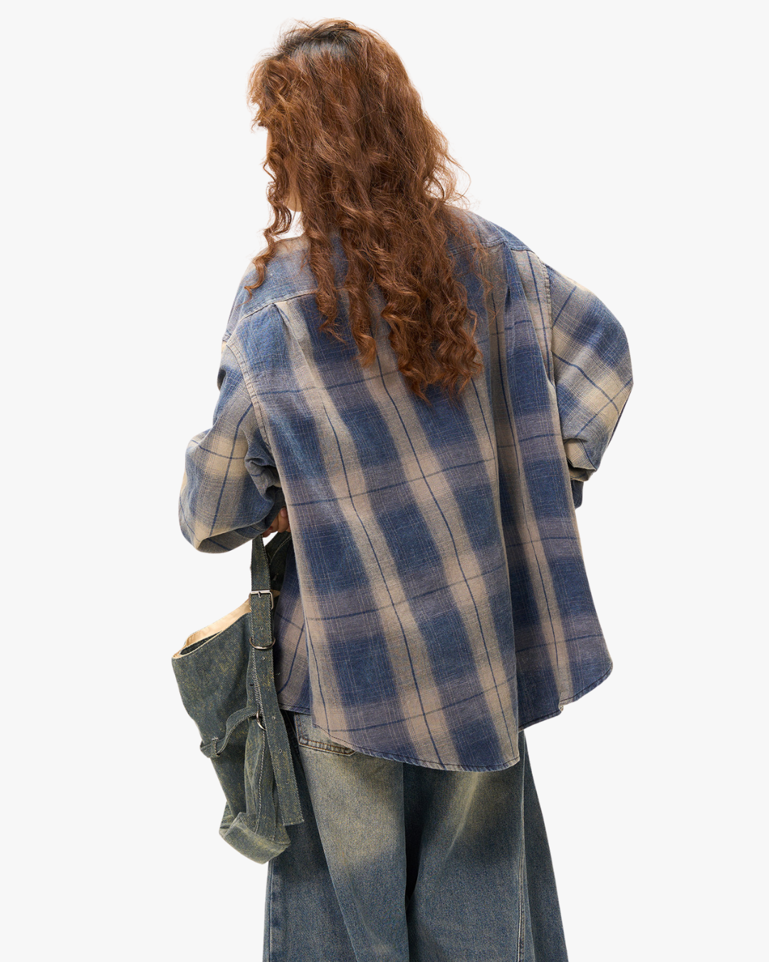 Indigo Shadow Plaid Oversized Shirt