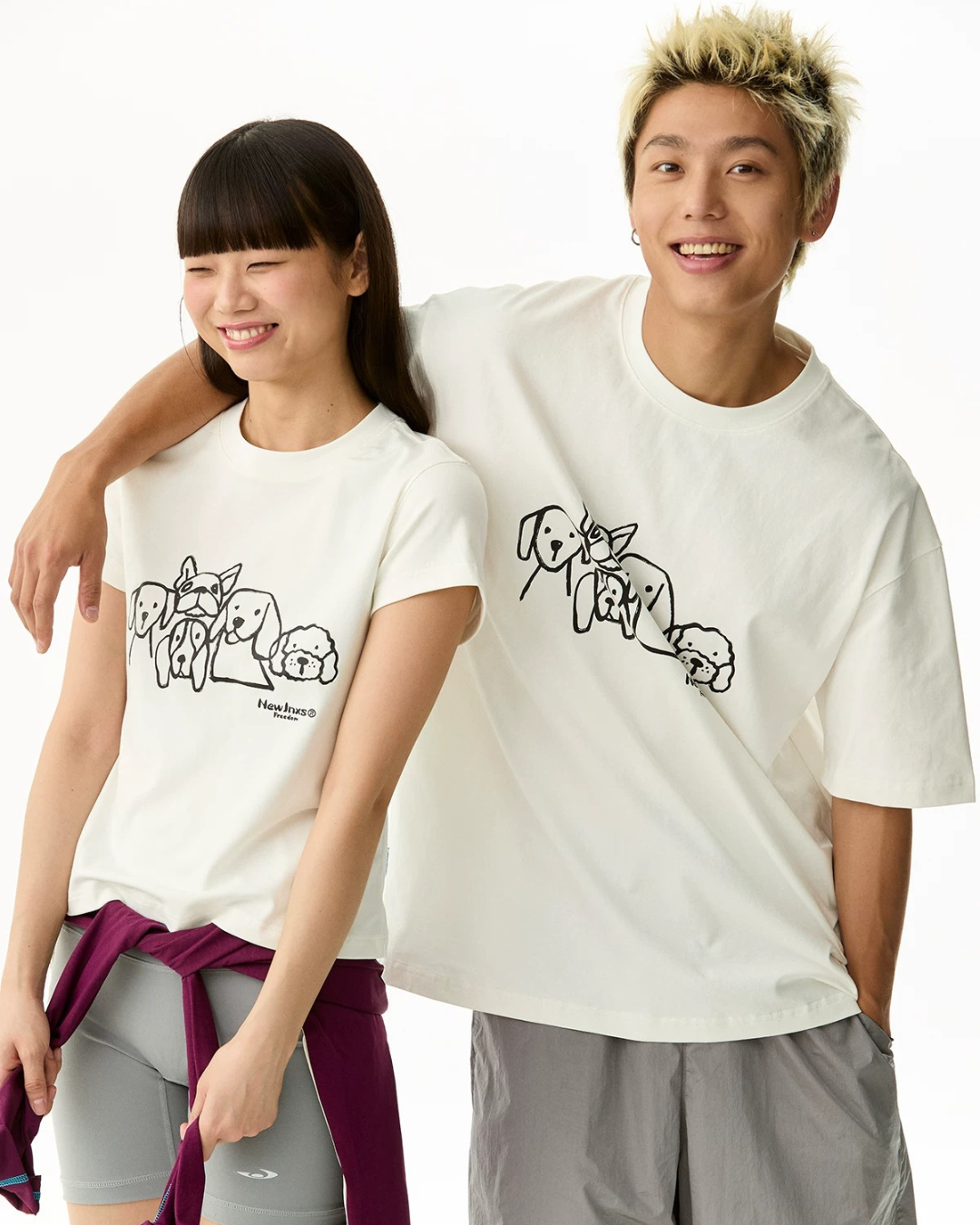 Dog Illustration Sleeve Top