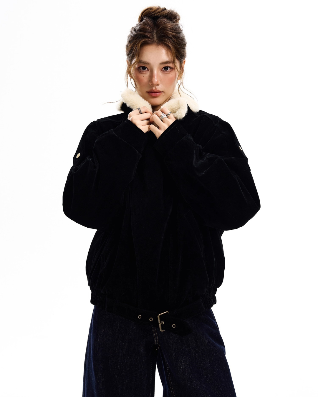 Velvet Collar Bomber Jacket